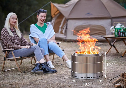 Portable Smokeless Stainless Steel Fire Pit with Ash Pan