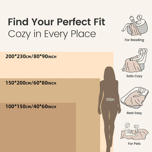 Soft & Warm Fleece Throw Blanket for All seasons - 3 Sizes