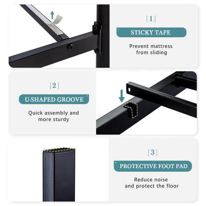 Twin/Full/Queen/King 14 Inch Vintage Victorian Wrought Iron Platform Bed