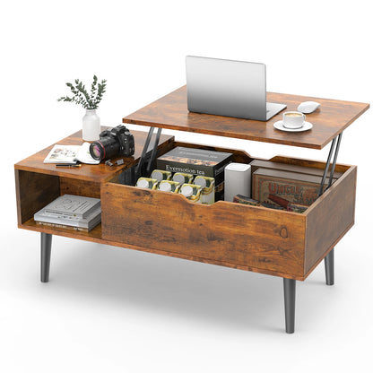 Lift Top Coffee Table, 39.37"x19.7", Adjustable Storage Shelf Easy Lift Or Lower
