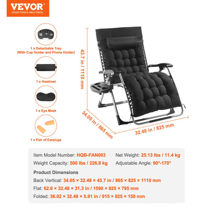 Zero Gravity Recliner Lounge Chair Adjustable Anti Gravity Chair with Cushion Footrest and Cupholder