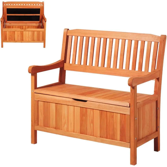Weatherproof 2-Person Wooden Storage Bench
