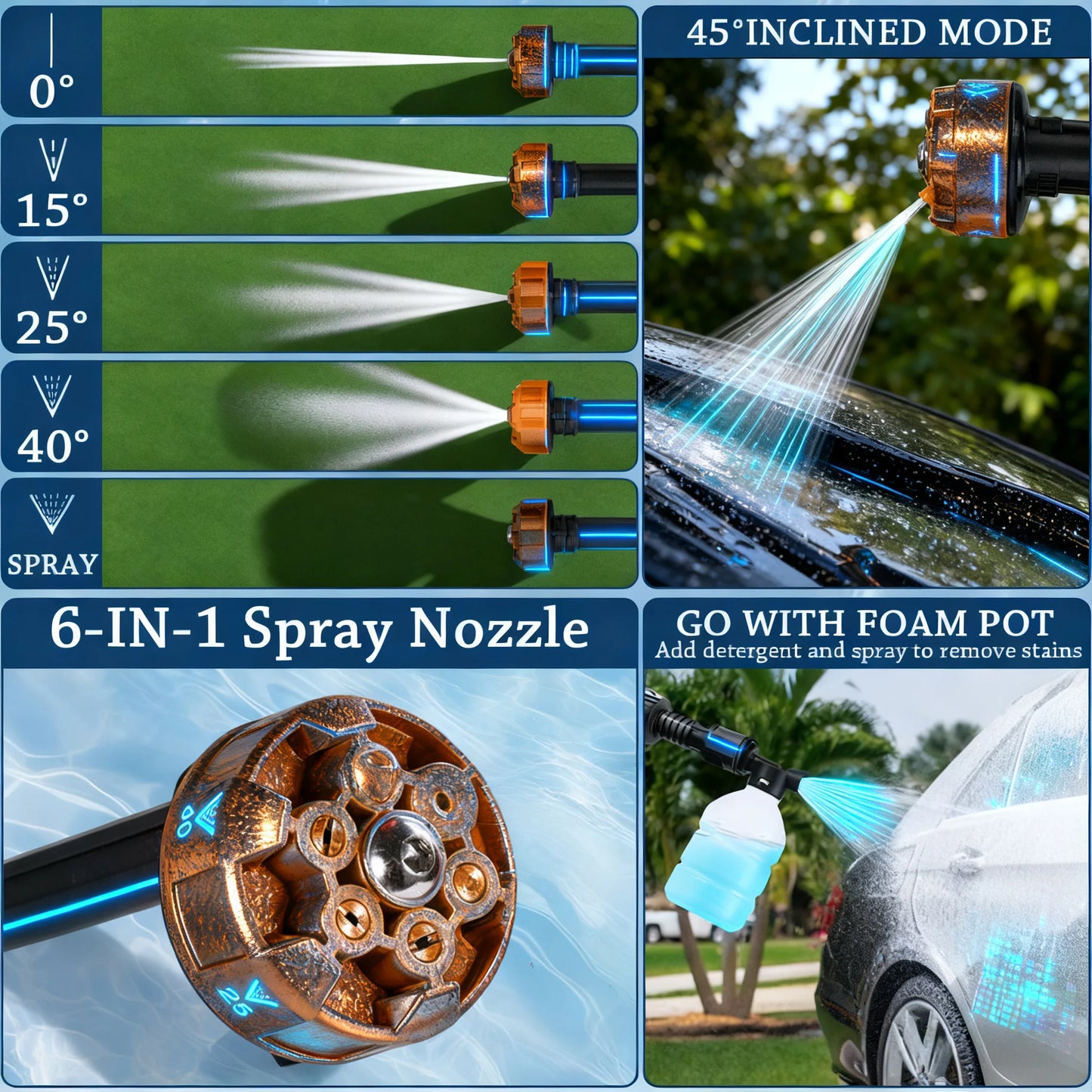 Cordless High Pressure Washer Portable Electric Pressure Washer w/Hose