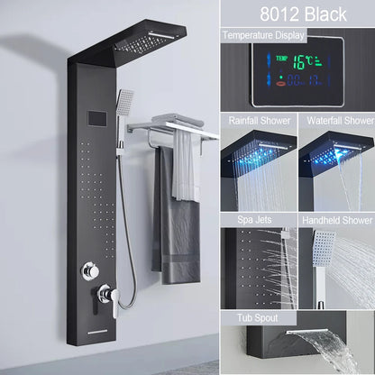 LED Shower Panel with Rainfall/Waterfall and Body Spray Heads