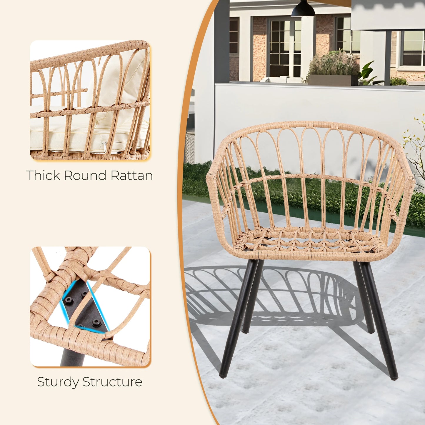 5 Piece  Wicker Bistro Set