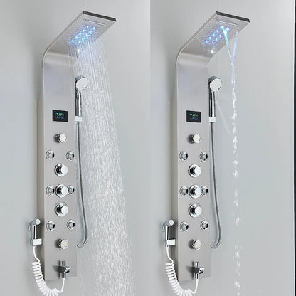 LED Shower Panel with Rainfall/Waterfall and Body Spray Heads