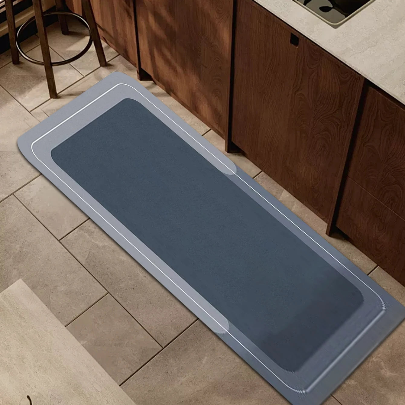 100x200 Blue Grey Slip Resistant Kitchen Floor Mat