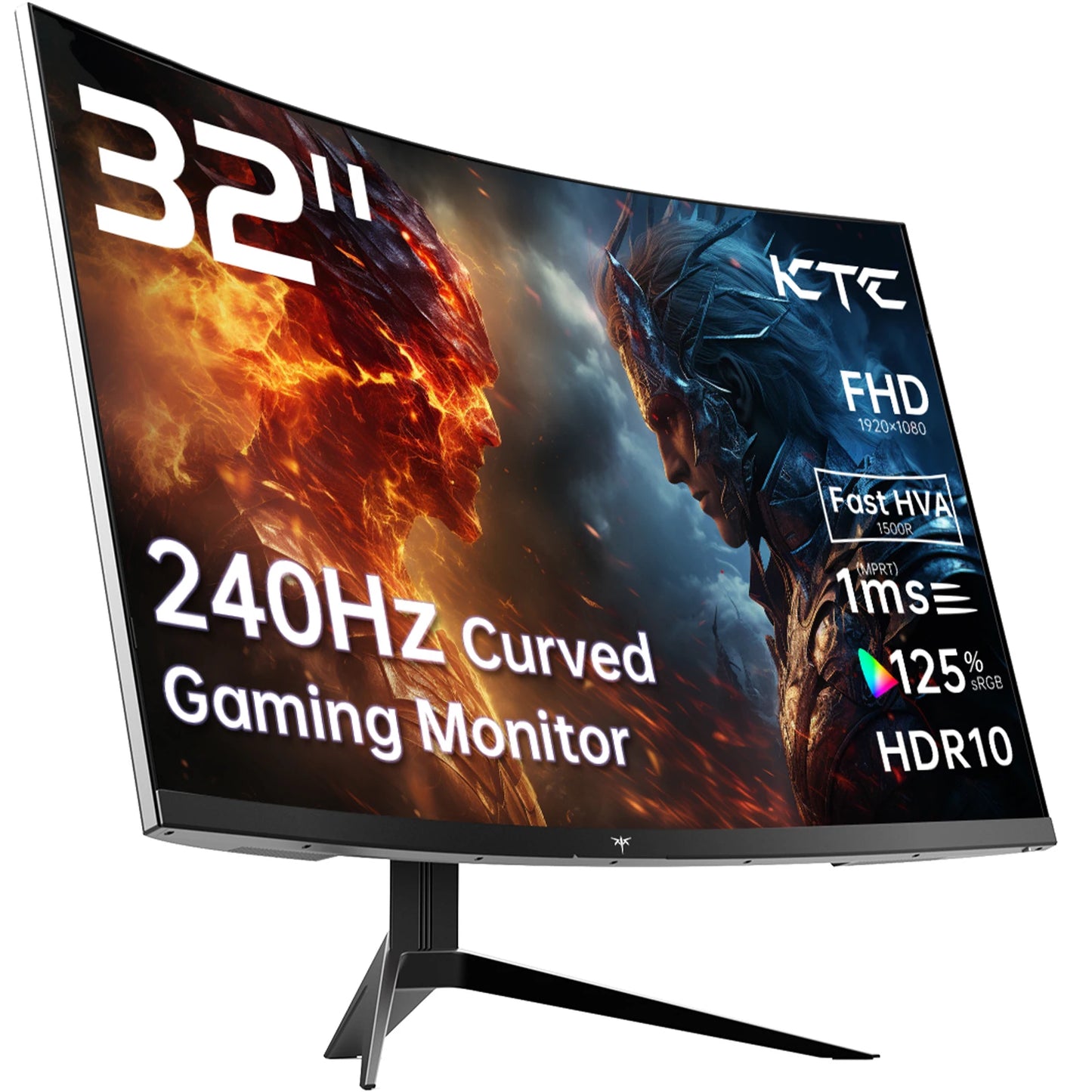 32 inch 240Hz Curved Gaming Monitor 1080P HDR10, HDMI/DP/USB Ports, Tilt Adjustable,