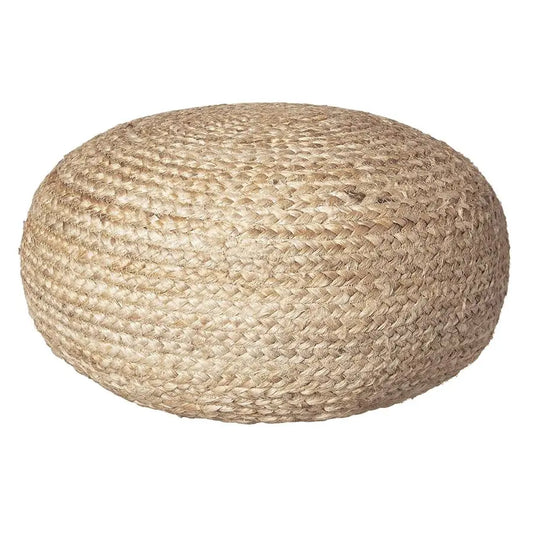 Round Pouf Ottoman, Natural Jute Woven Foot Stool or Seating