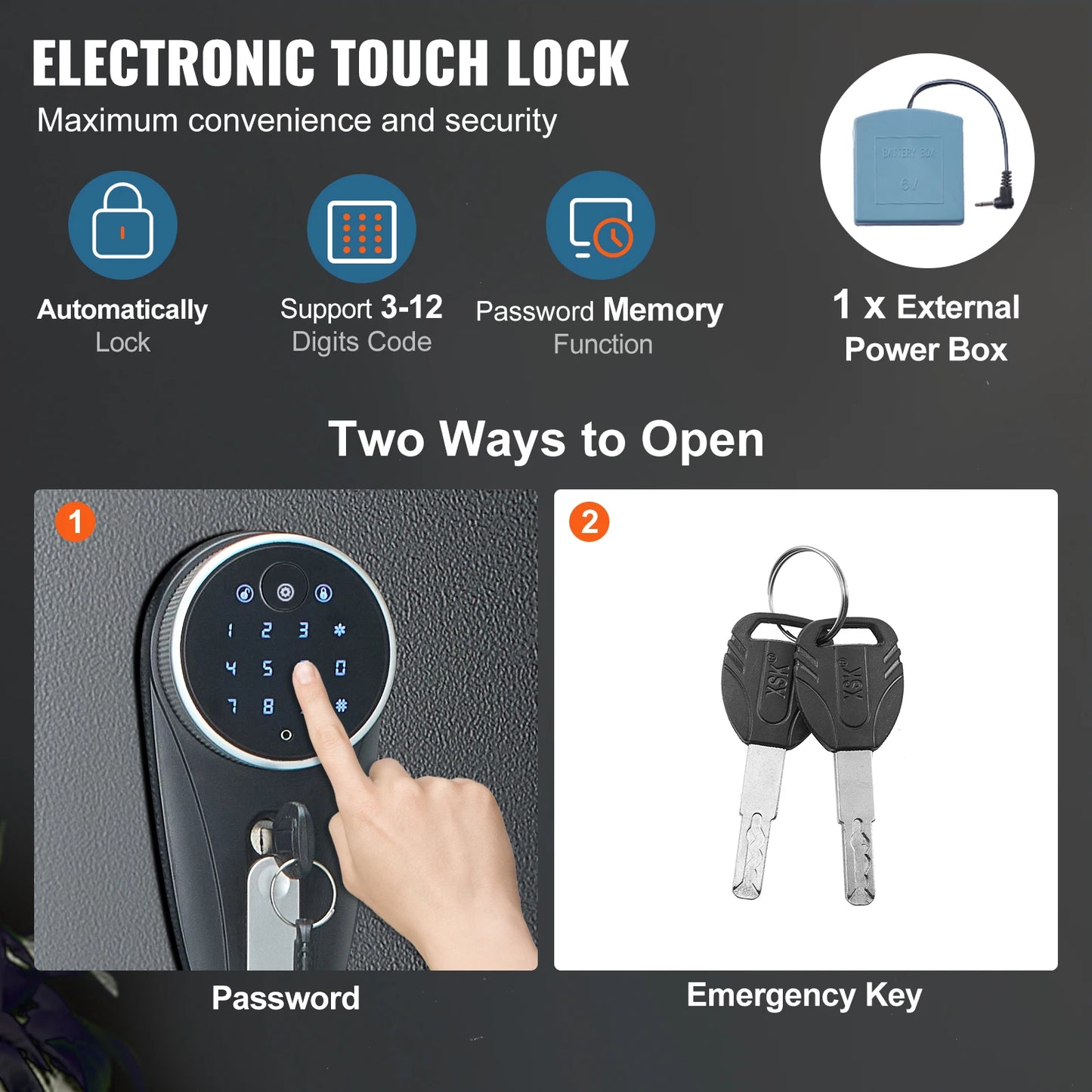 Gun Safe for 3 - 8 Firearms w/ Digital Keypad & Key Lock; Removable Storage Shelf for Long Guns and Pistols