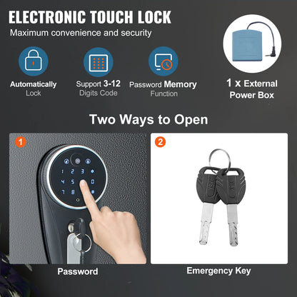 Gun Safe for 3 - 8 Firearms w/ Digital Keypad & Key Lock; Removable Storage Shelf for Long Guns and Pistols