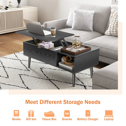Lift Top Coffee Table, 39.37"x19.7", Adjustable Storage Shelf Easy Lift Or Lower