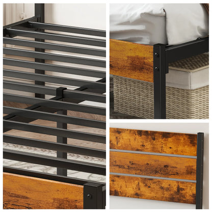Twin/Queen Metal Platform Bed Frame with Headboard and Footboard with 800LBS Sturdy Wooden Slats Support