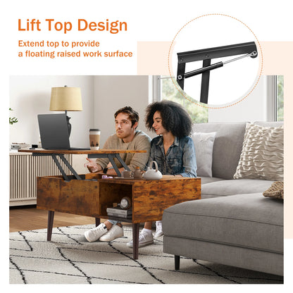 Lift Top Coffee Table, 39.37"x19.7", Adjustable Storage Shelf Easy Lift Or Lower