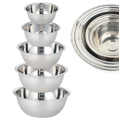 5pcs Nesting Set Stainless Steel Mixing Bowls