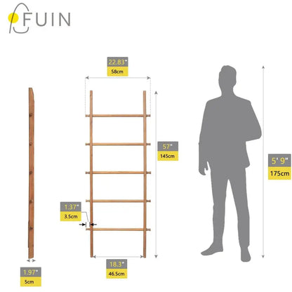 57in Decorative Wood Leaning Blanket Ladder