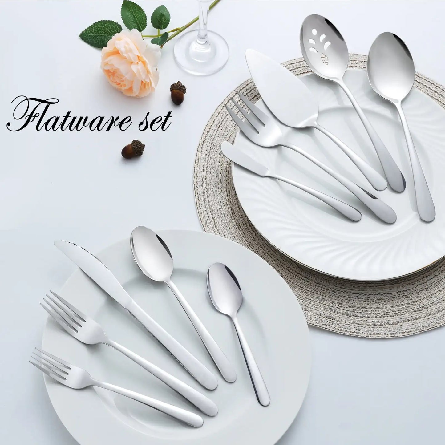 4/8/12 Place Silverware Setting Sets, Includes  5 Pcs Serving Set