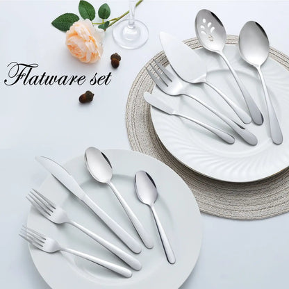 4/8/12 Place Silverware Setting Sets, Includes  5 Pcs Serving Set
