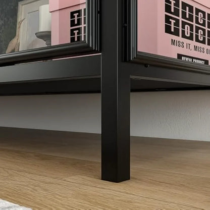 Modern Display Cabinet with Glass Shelves, 4 Compartments