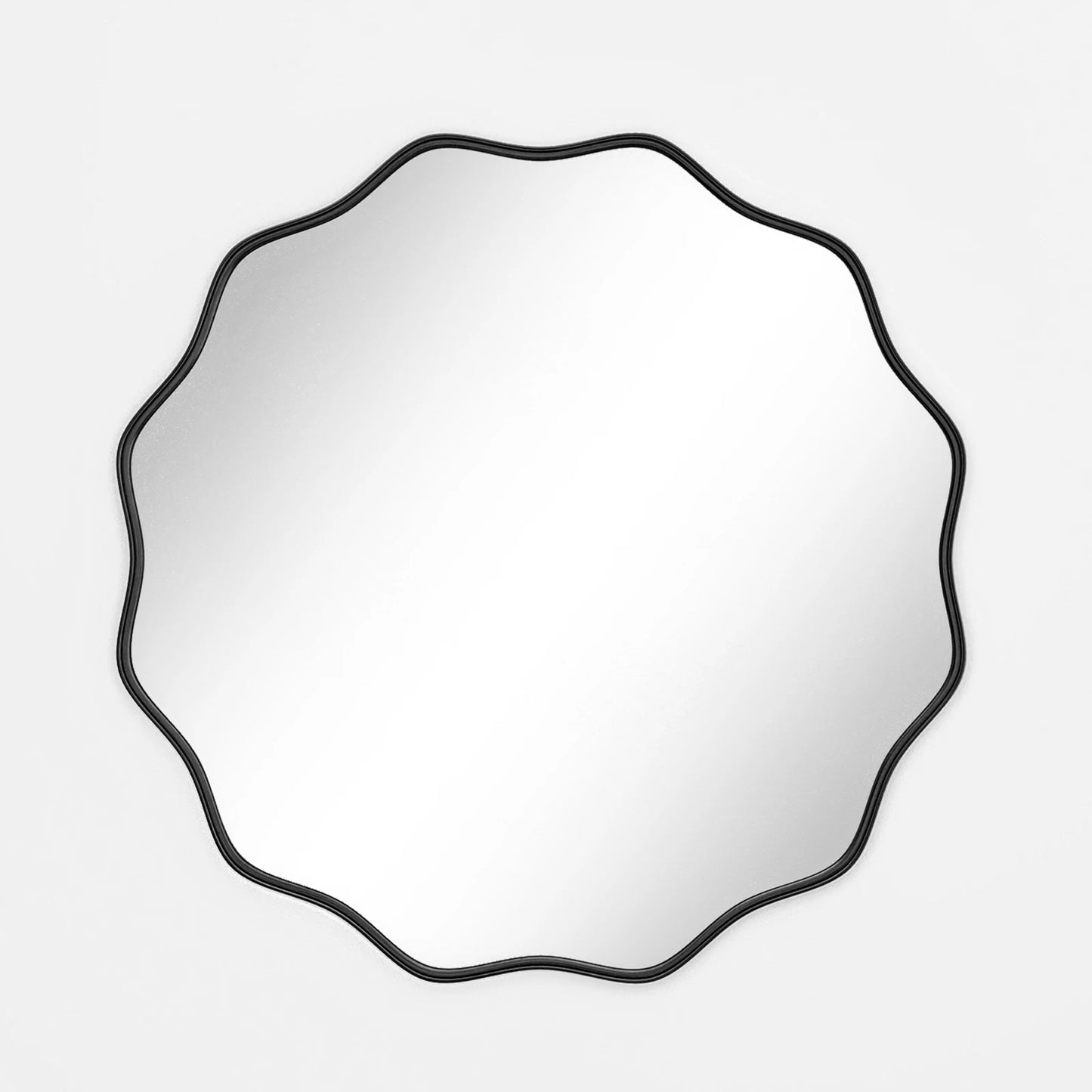 Wavy Round Decorative Wall Mirror with Deep Frame