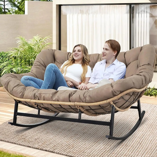Oversized Egg Rocking Chair for 2 Persons with Cushion