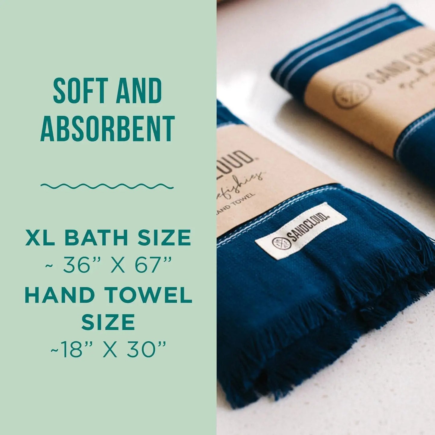 Extra Large Turkish Cotton Bath Towels Set of 4, Soft & Absorbent, Quick-Dry for Shower & Bathroom - Teal Blue