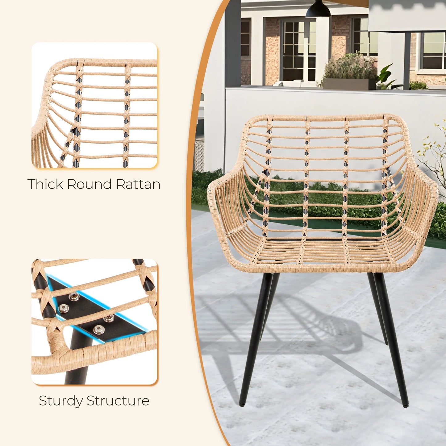 5 Piece  Wicker Bistro Set