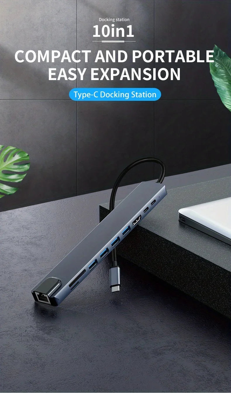 10 in 1 USB C Docking Hub, 100W