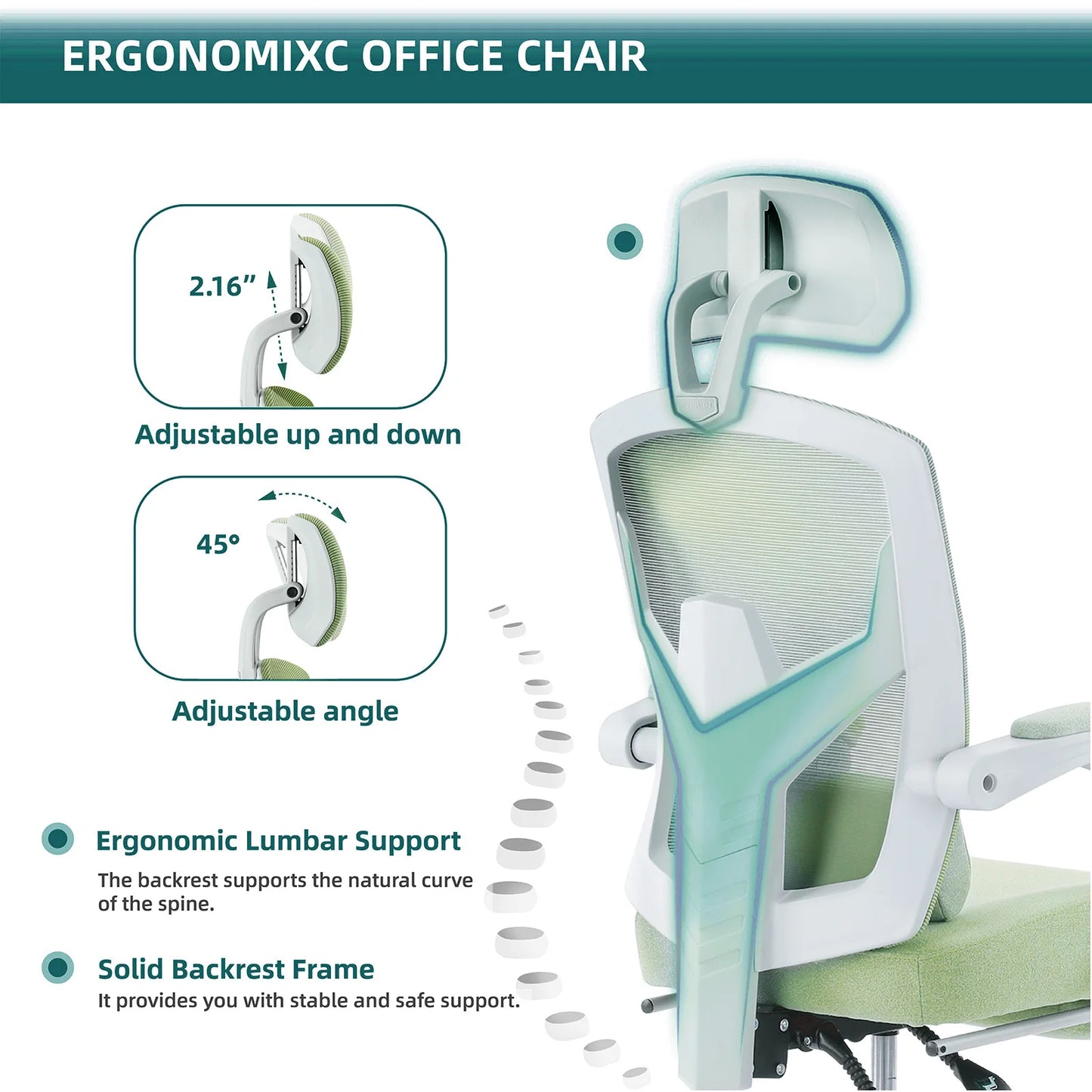 Ergonomic High Back Office Chair with  Lumbar Support Pillow