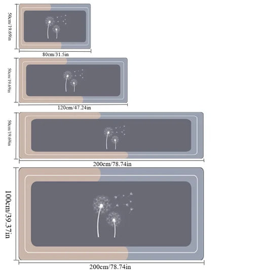 100x200 Blue Grey Slip Resistant Kitchen Floor Mat