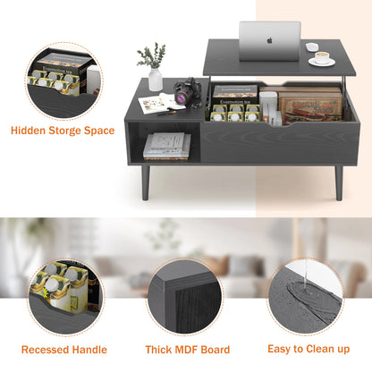 Lift Top Coffee Table, 39.37"x19.7", Adjustable Storage Shelf Easy Lift Or Lower