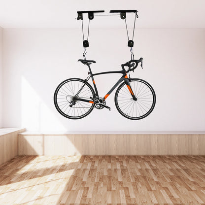 Black Bicycle Lift with ceiling Mount w/132 lbs. Capacity