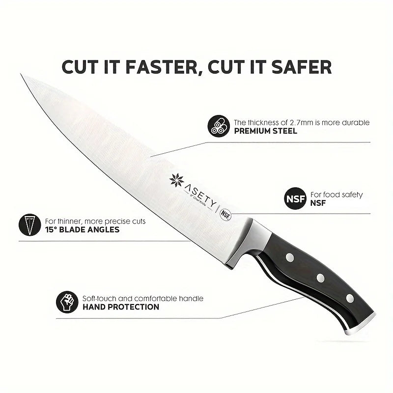 Professional 15 PCS Stainless Steel Kitchen Knife Set With Built-in Knife Sharpener Block