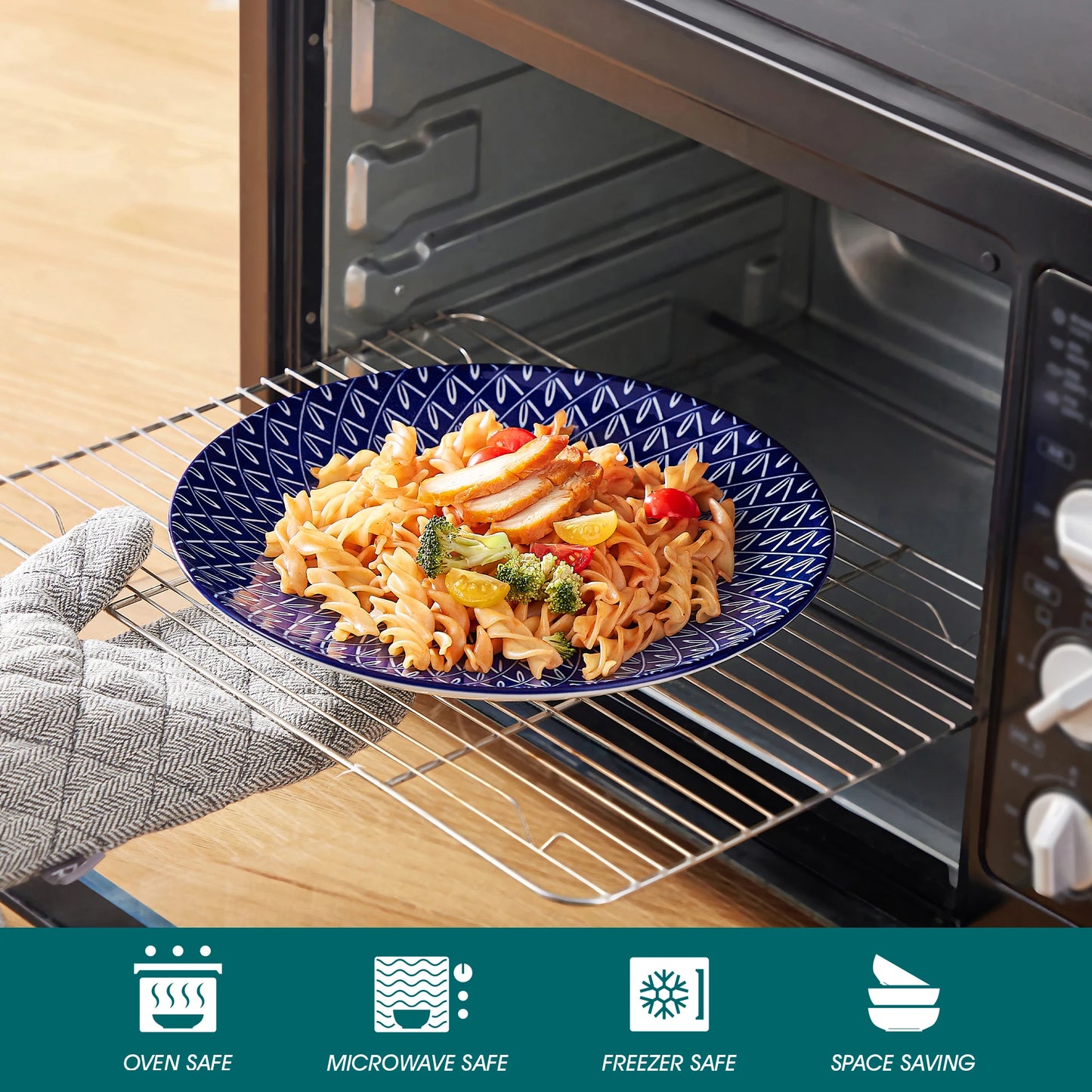 12/24/36 Piece Chinese Blue and White Porcelain Plate Set Tableware Set with 4PCS Dinner Plate/Dessert Plate/Ceral Bowl