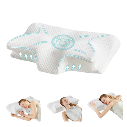 Ergonomic 23.6" x 13.8" Cervical Contour Pillow with Memory Foam