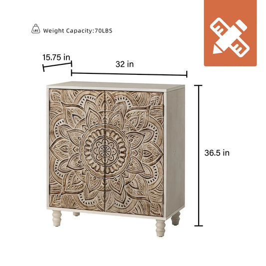 32" Wood Credenza Accent Cabinet with Doors and Shelf