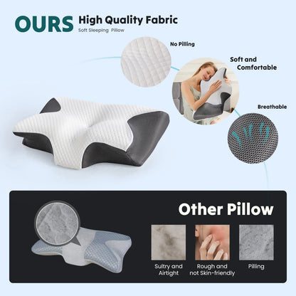 Ergonomic 23.6" x 13.8" Cervical Contour Pillow with Memory Foam