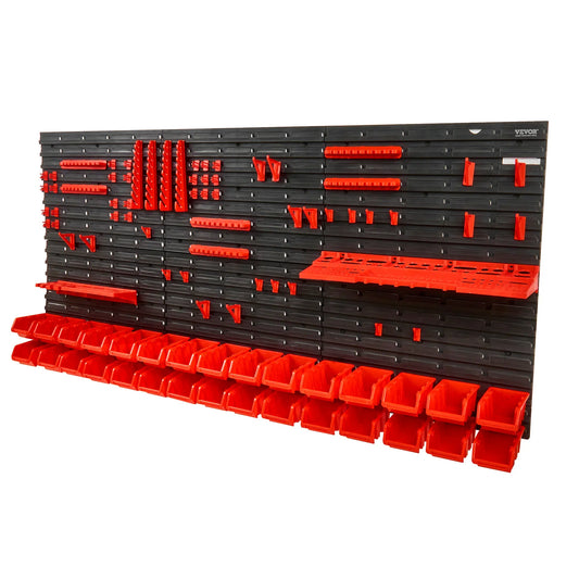 Wall Mounted Storage Solution, 30/48 Bin Parts Rack with Wall Panels
