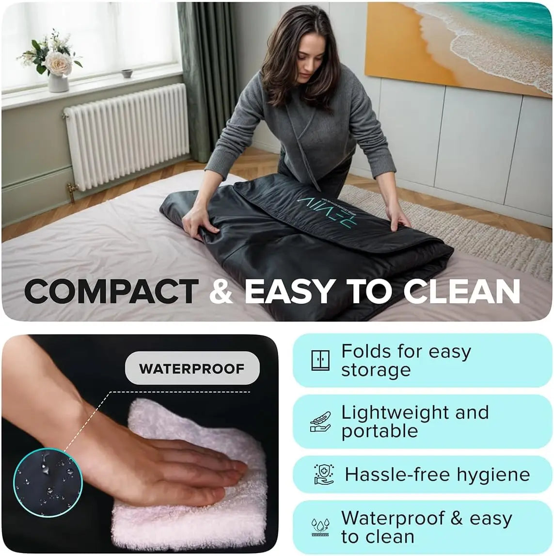 Portable Far Infrared Sauna Blanket with Zipper Arm Holes, 6 ft x 3 ft for Detox and Relaxation, Includes Bonus Thermal Wraps