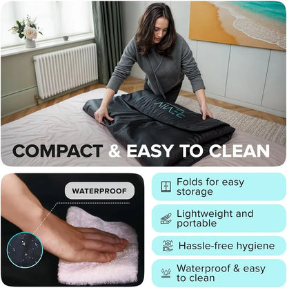 Portable Far Infrared Sauna Blanket with Zipper Arm Holes, 6 ft x 3 ft for Detox and Relaxation, Includes Bonus Thermal Wraps