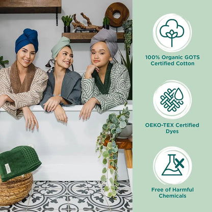 Extra Large Turkish Cotton Bath Towels Set of 4, Soft & Absorbent, Quick-Dry for Shower & Bathroom - Teal Blue