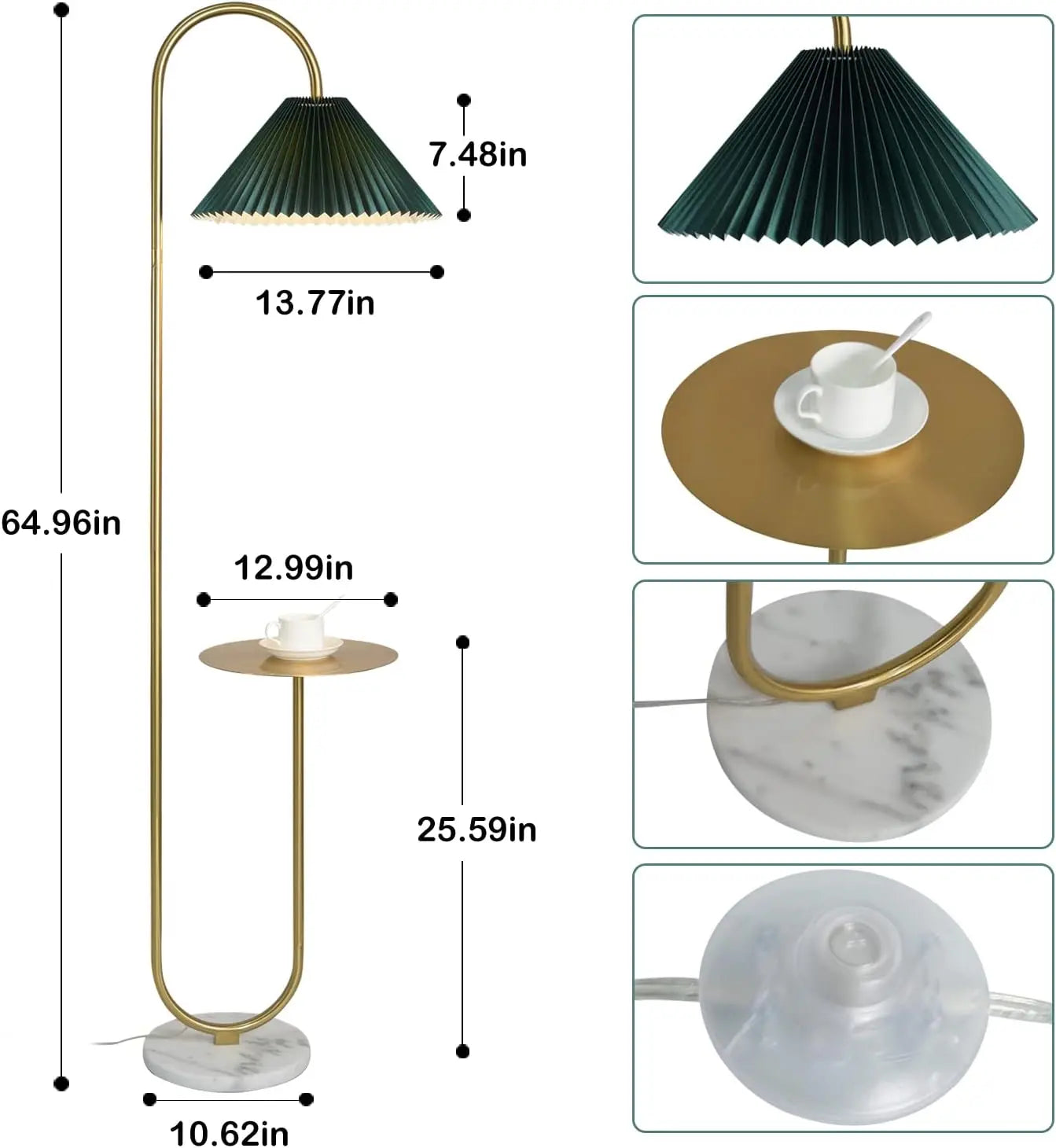 Modern Floor Lamp with Tray and Footswitch