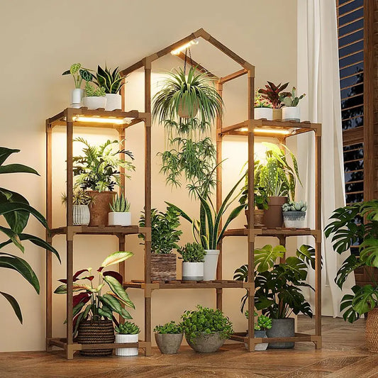 Plant Stand Display with Adjustable Full Spectrum Grow Lights