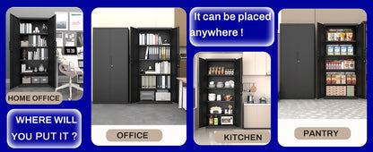 Metal Industrial Utility Cabinet with Adjustable Shelves for Storage Organization