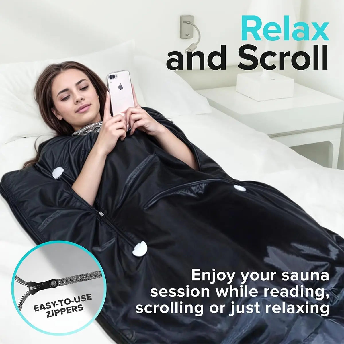 Portable Far Infrared Sauna Blanket with Zipper Arm Holes, 6 ft x 3 ft for Detox and Relaxation, Includes Bonus Thermal Wraps