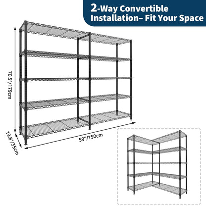 Heavy Duty Adjustable Metal  Storage, 4/5 Shelves Tiers