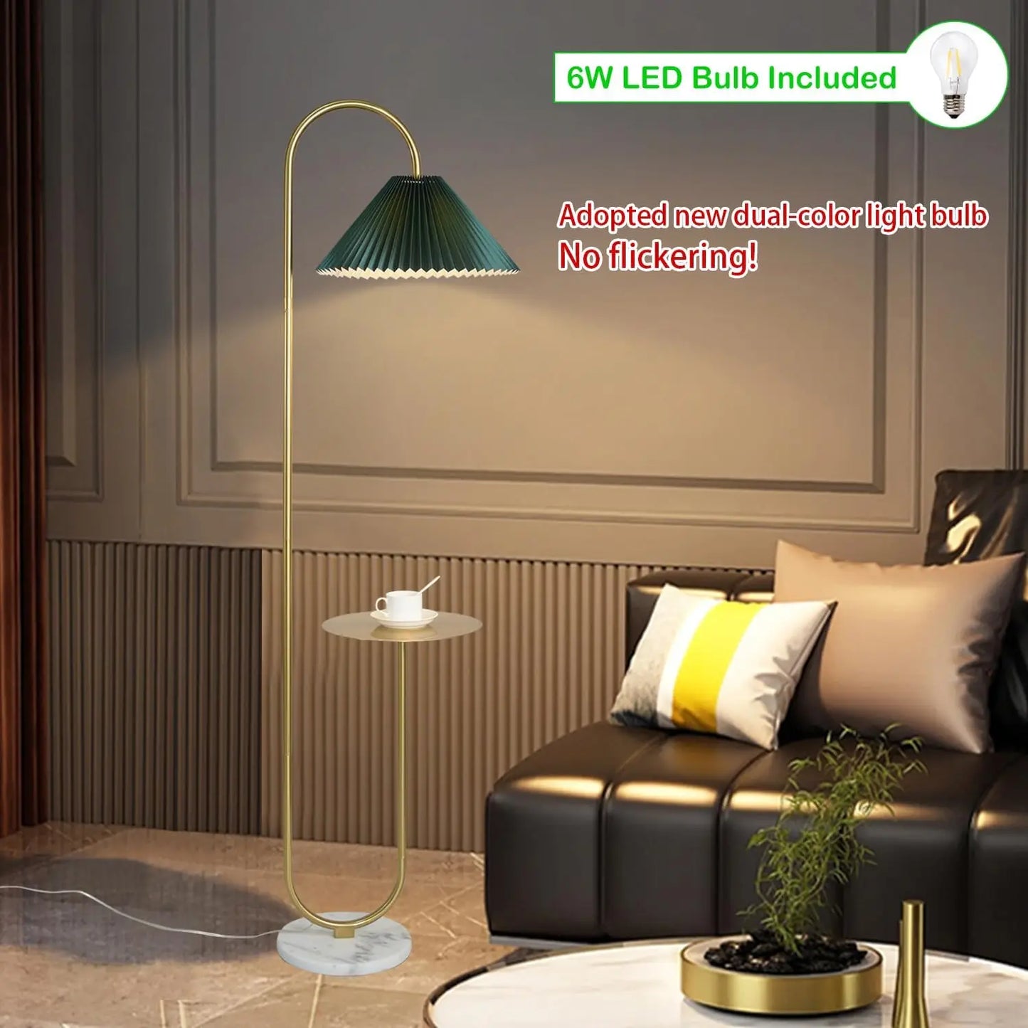 Modern Floor Lamp with Tray and Footswitch