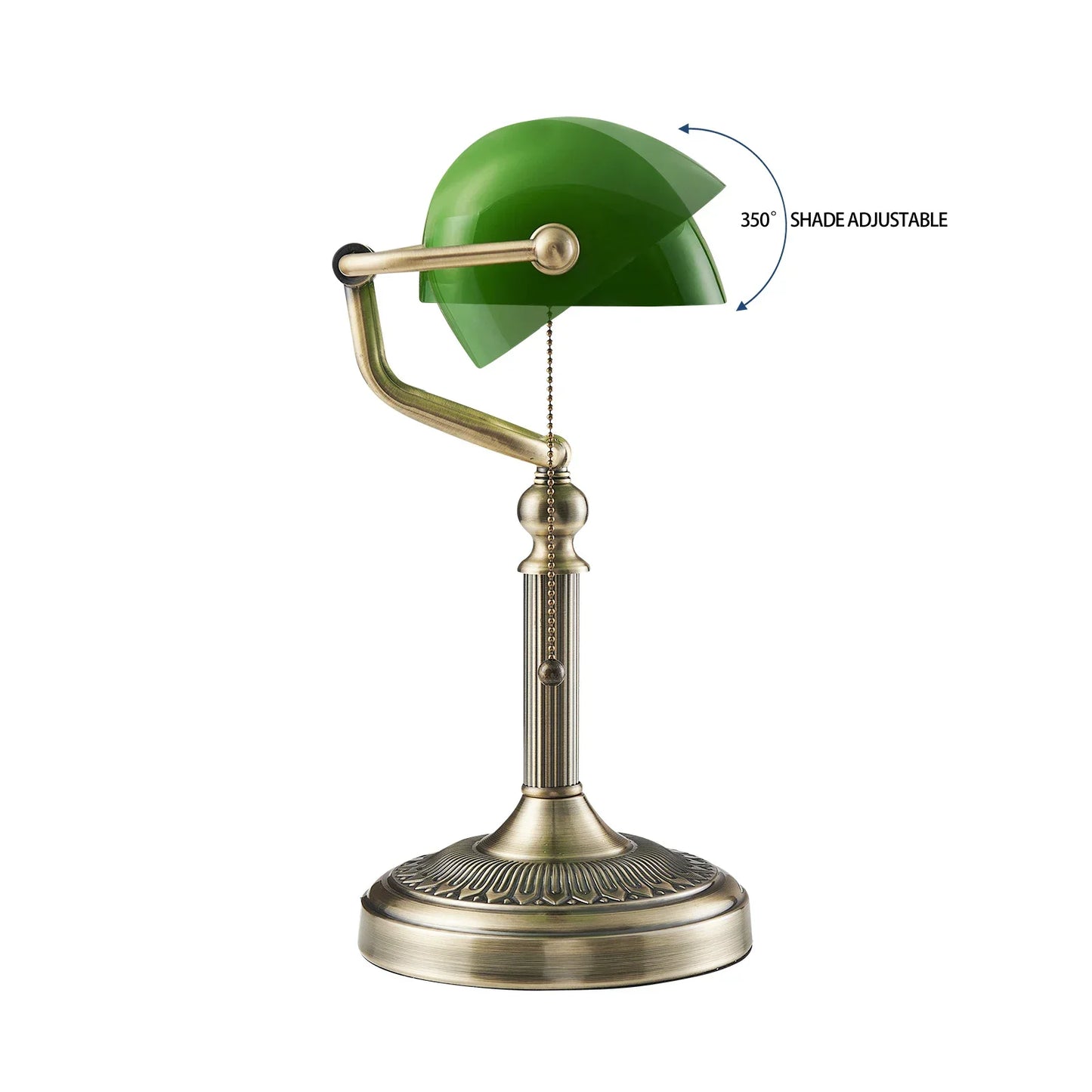 Bankers desk Lamp with Glass Shade , Multiple Colors