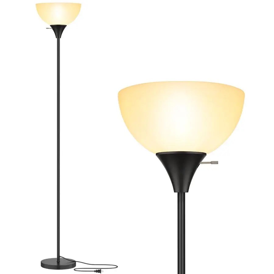Modern Torchiere Floor Lamp with White Plastic Shade