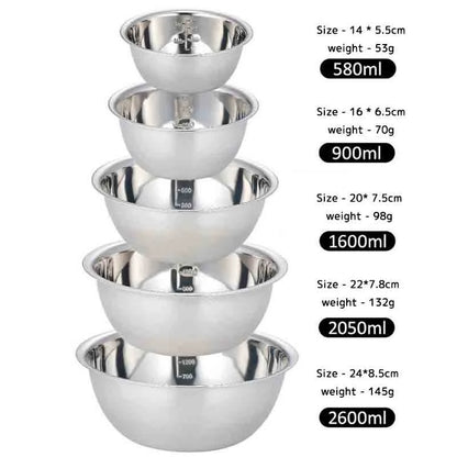 5pcs Nesting Set Stainless Steel Mixing Bowls